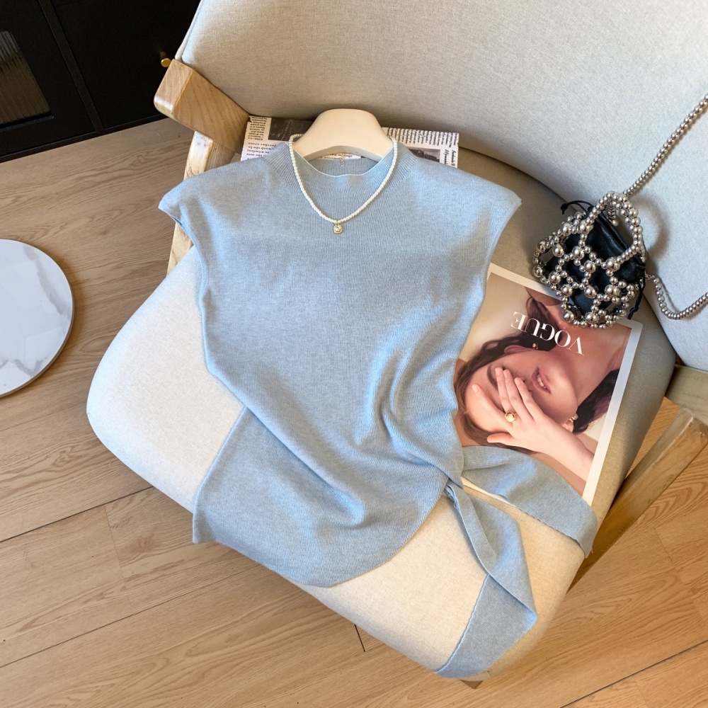 Split ice silk tops summer T-shirt for women