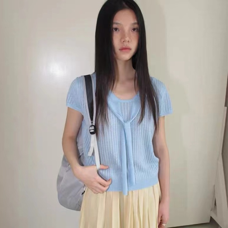 Bandage pure tops tender cozy small shirt for women