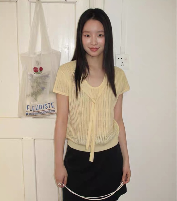 Bandage pure tops tender cozy small shirt for women