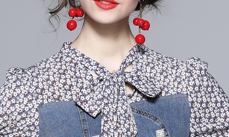 V-neck summer slim floral mermaid pinched waist dress