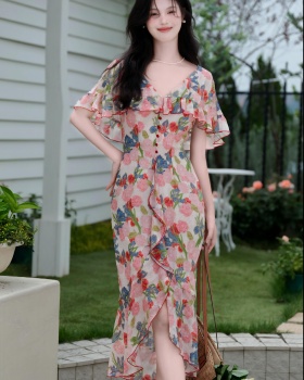 France style cloak floral dress