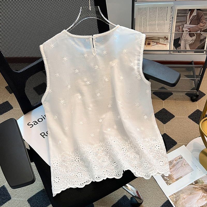 Sleeveless round neck tops summer niche vest for women
