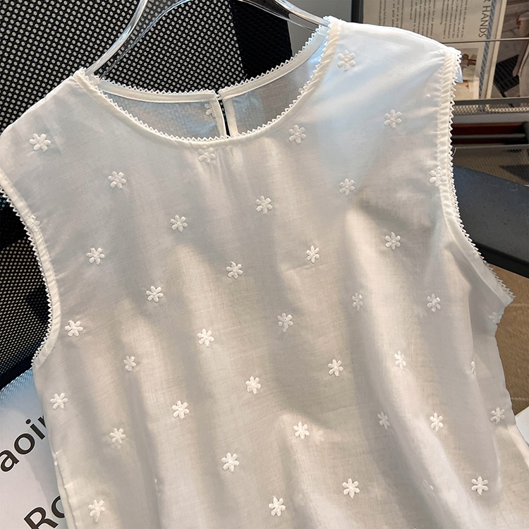 Sleeveless round neck tops summer niche vest for women