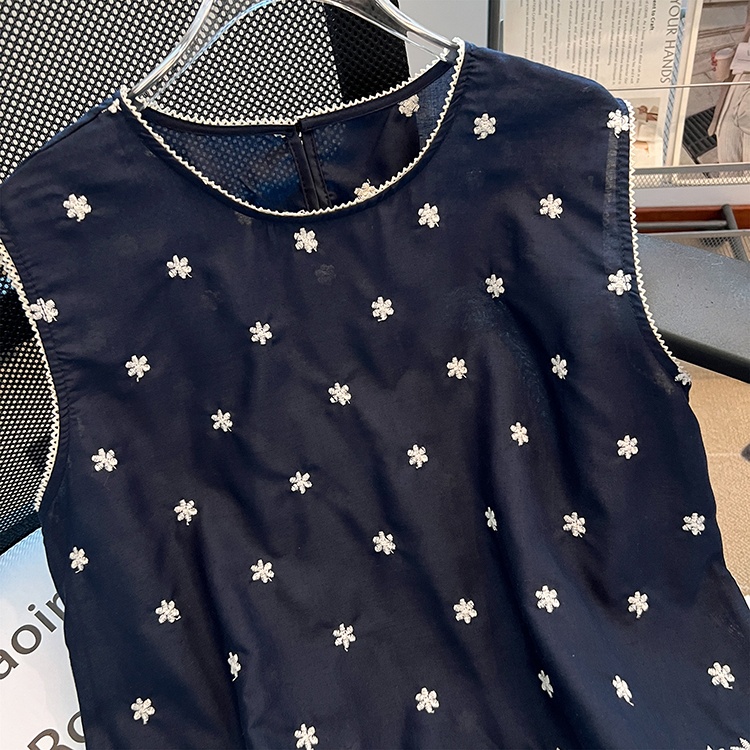 Sleeveless round neck tops summer niche vest for women