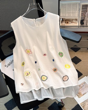 Sleeveless splice vest all-match small shirt for women