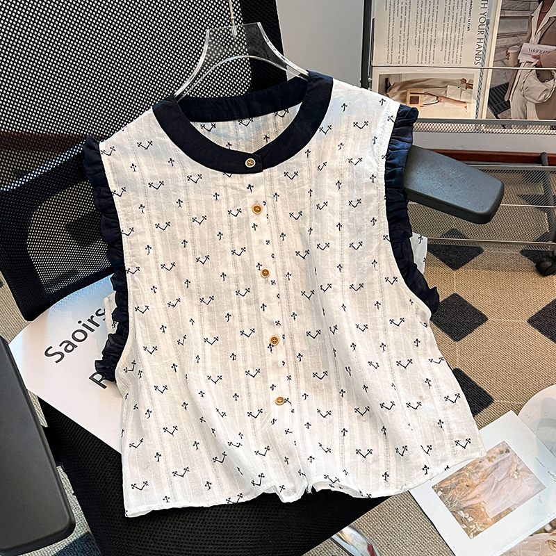 Printing fashion shirt summer round neck tops for women