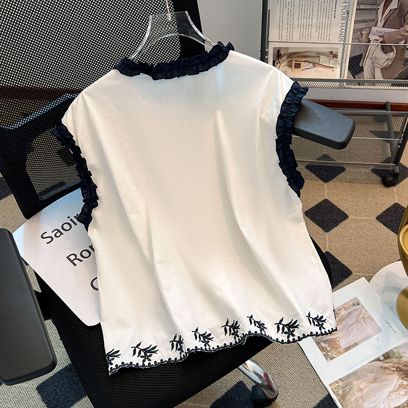 Lace mixed colors shirt four seasons slim tops for women