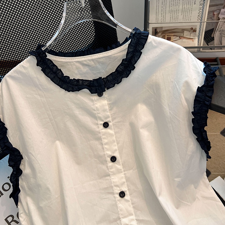 Lace mixed colors shirt four seasons slim tops for women