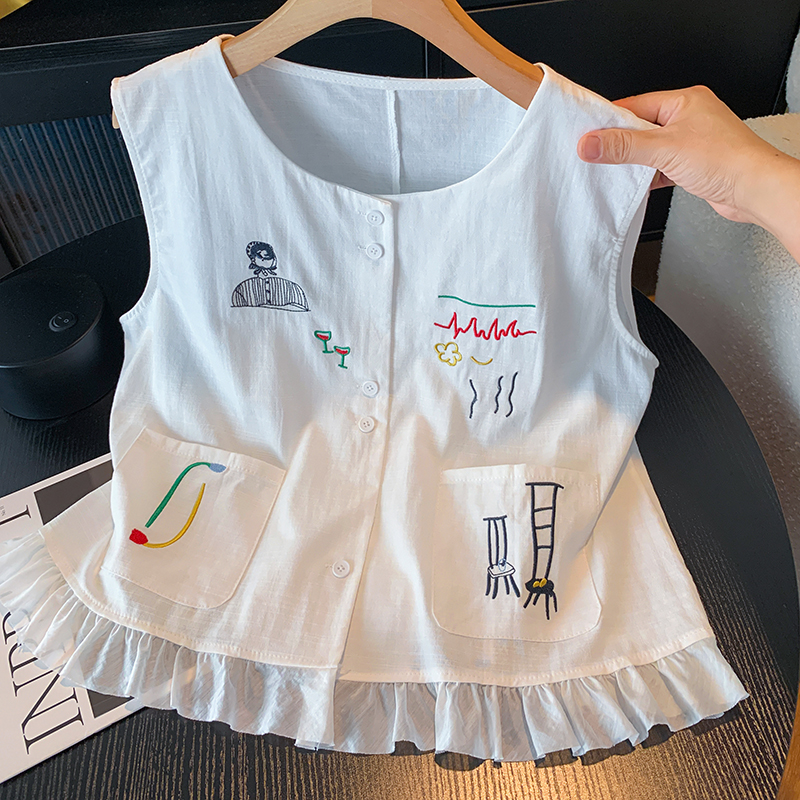 Colors single-breasted tops round neck waistcoat for women