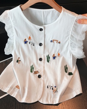 Round neck shirt sleeveless waistcoat for women