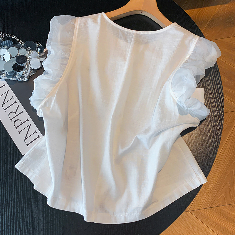 Round neck shirt sleeveless waistcoat for women
