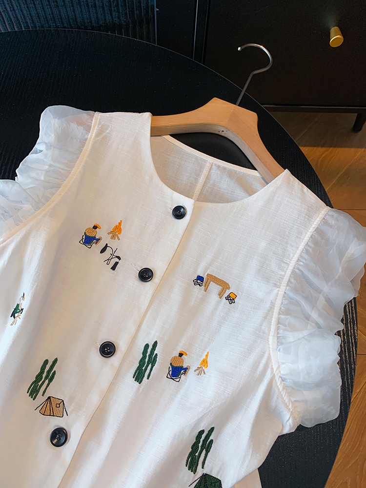Round neck shirt sleeveless waistcoat for women