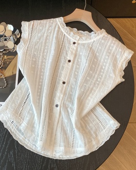 Summer France style small shirt sleeveless unique tops