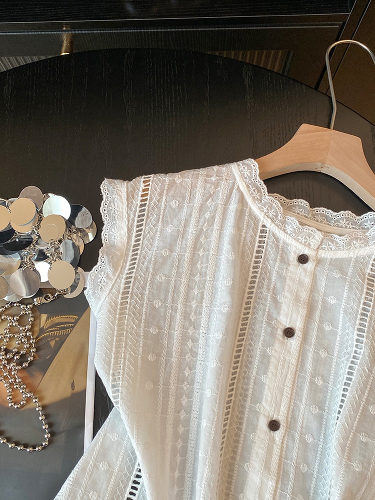 Summer France style small shirt sleeveless unique tops