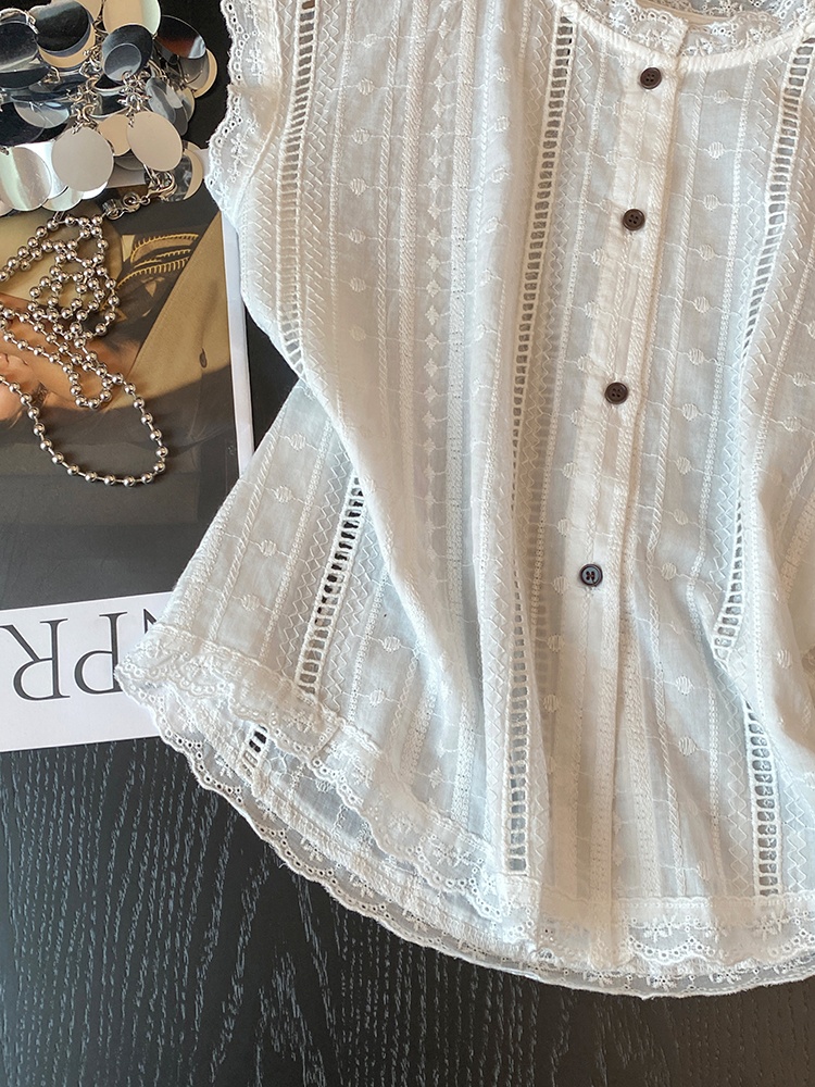 Summer France style small shirt sleeveless unique tops