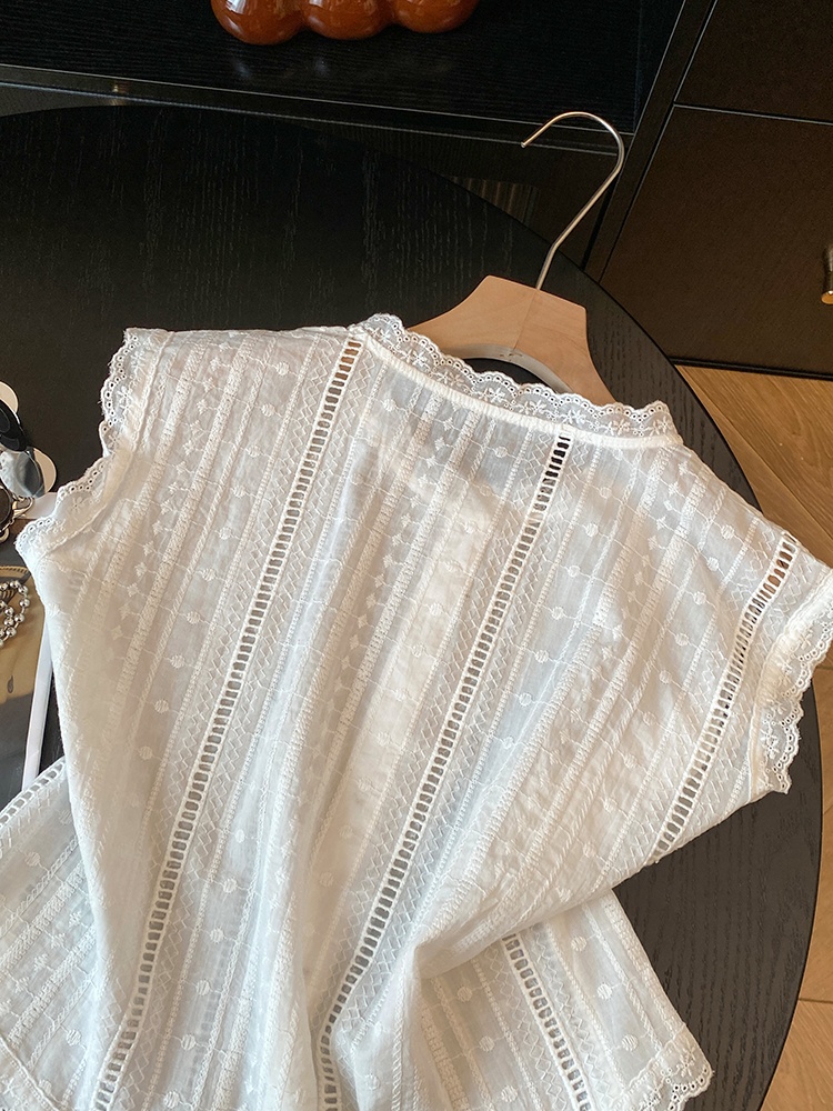 Summer France style small shirt sleeveless unique tops