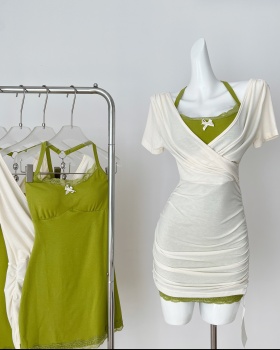 Enticement lace smock summer slim dress a set for women