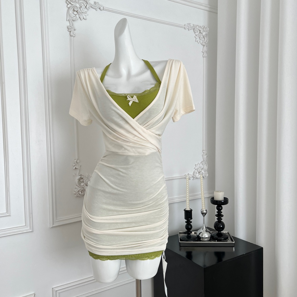 Enticement lace smock summer slim dress a set for women