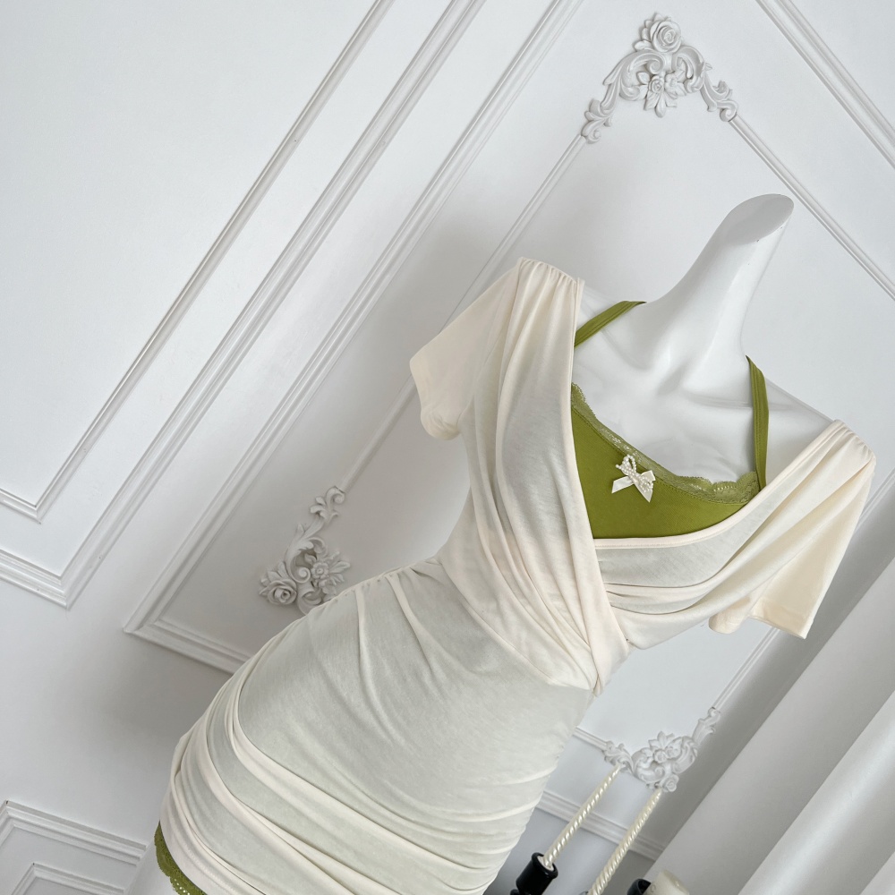 Enticement lace smock summer slim dress a set for women