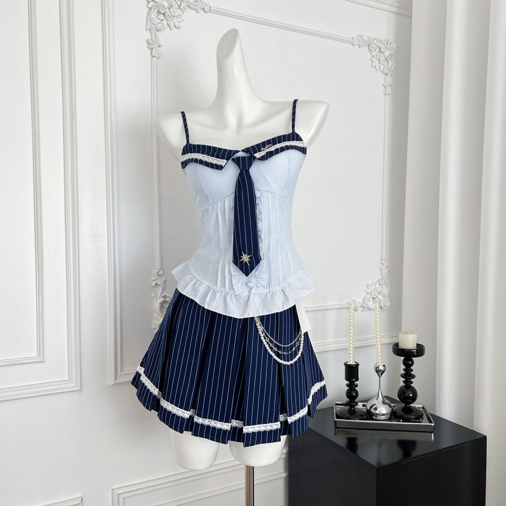 Japanese style niche tops college style short skirt