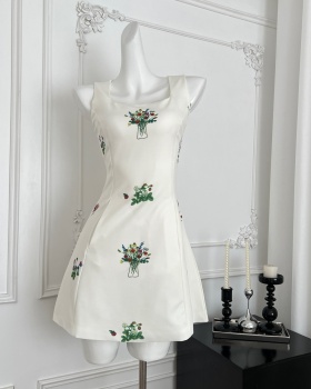 Retro swan temperament France style dress