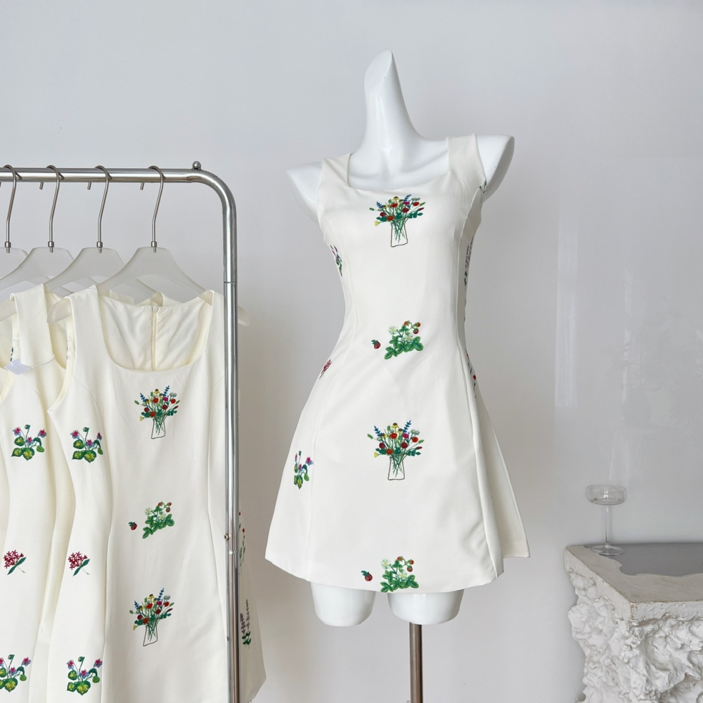 Retro swan temperament France style dress
