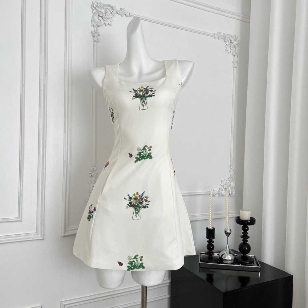 Retro swan temperament France style dress