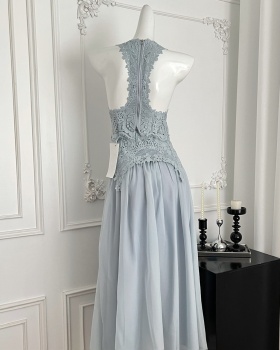 Elegant refinement long skirt sweet lace tops a set