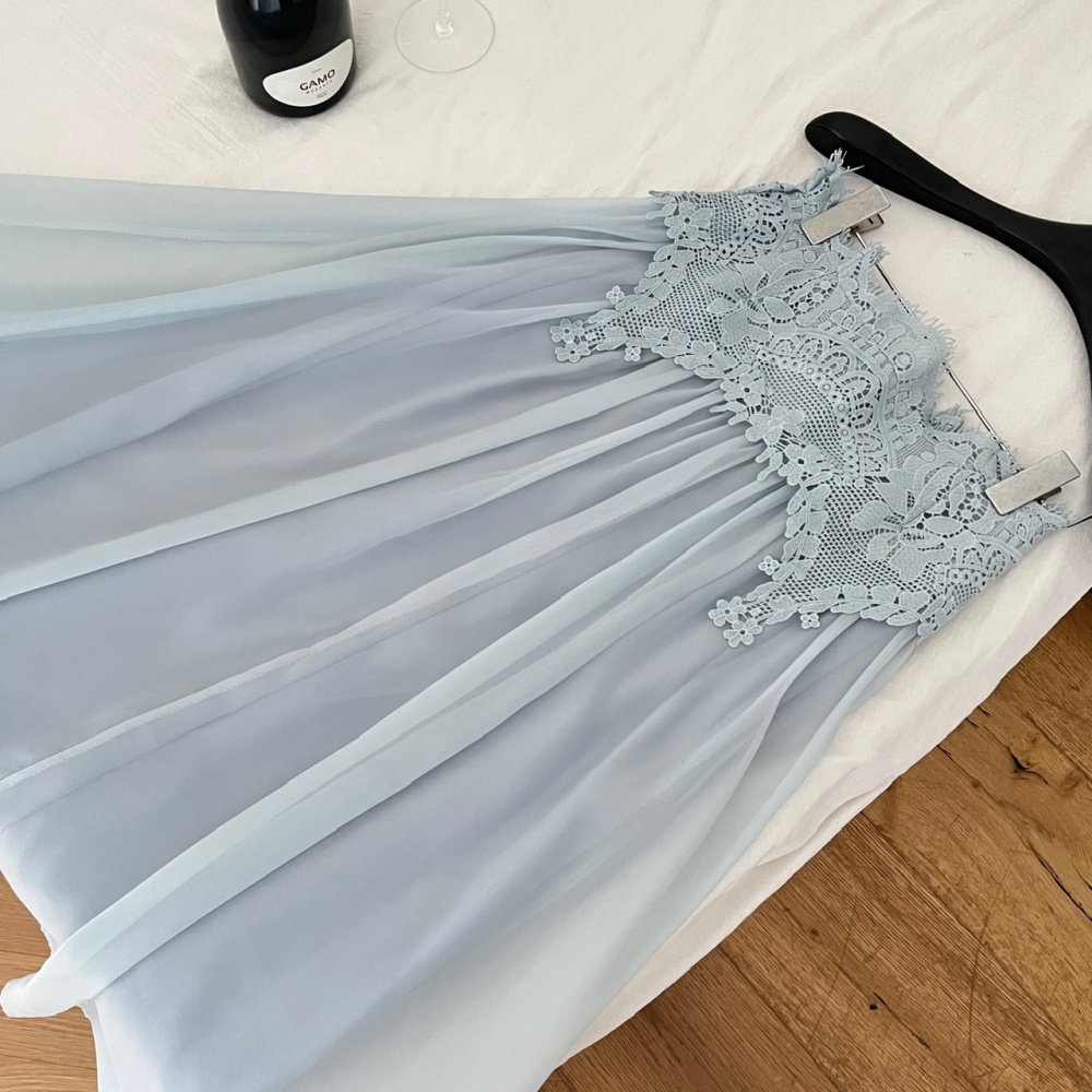 Elegant refinement long skirt sweet lace tops a set