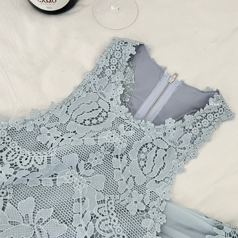 Elegant refinement long skirt sweet lace tops a set