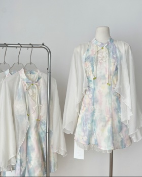 Slim loose cardigan temperament niche dress a set