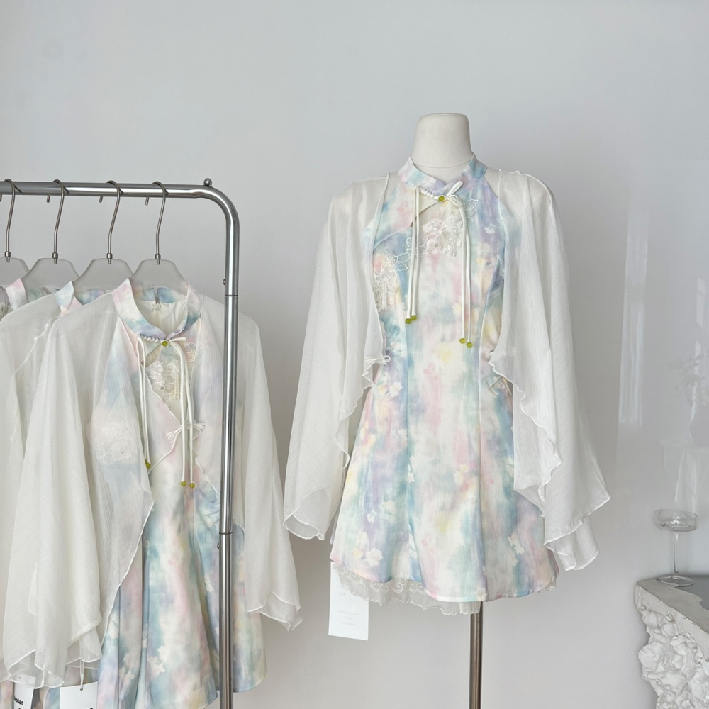 Slim loose cardigan temperament niche dress a set