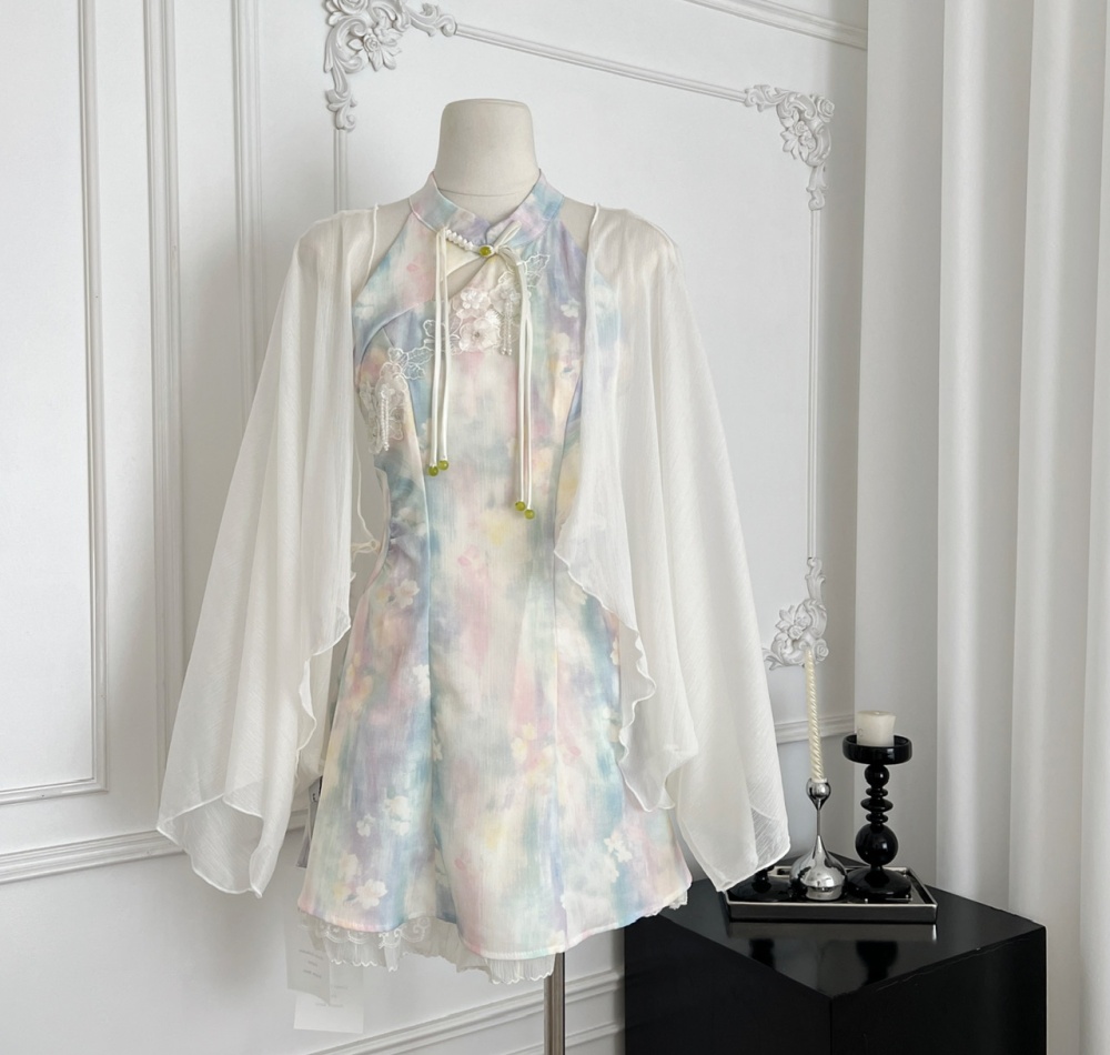 Slim loose cardigan temperament niche dress a set