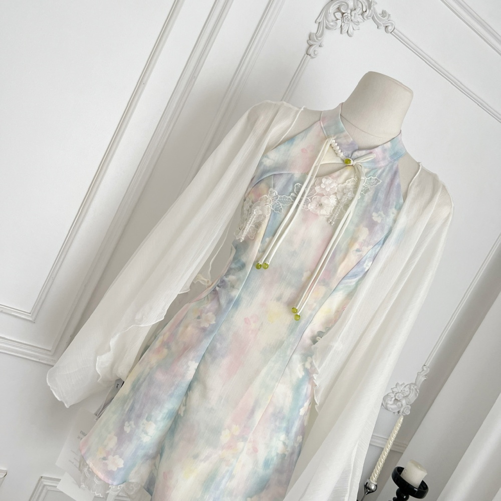 Slim loose cardigan temperament niche dress a set