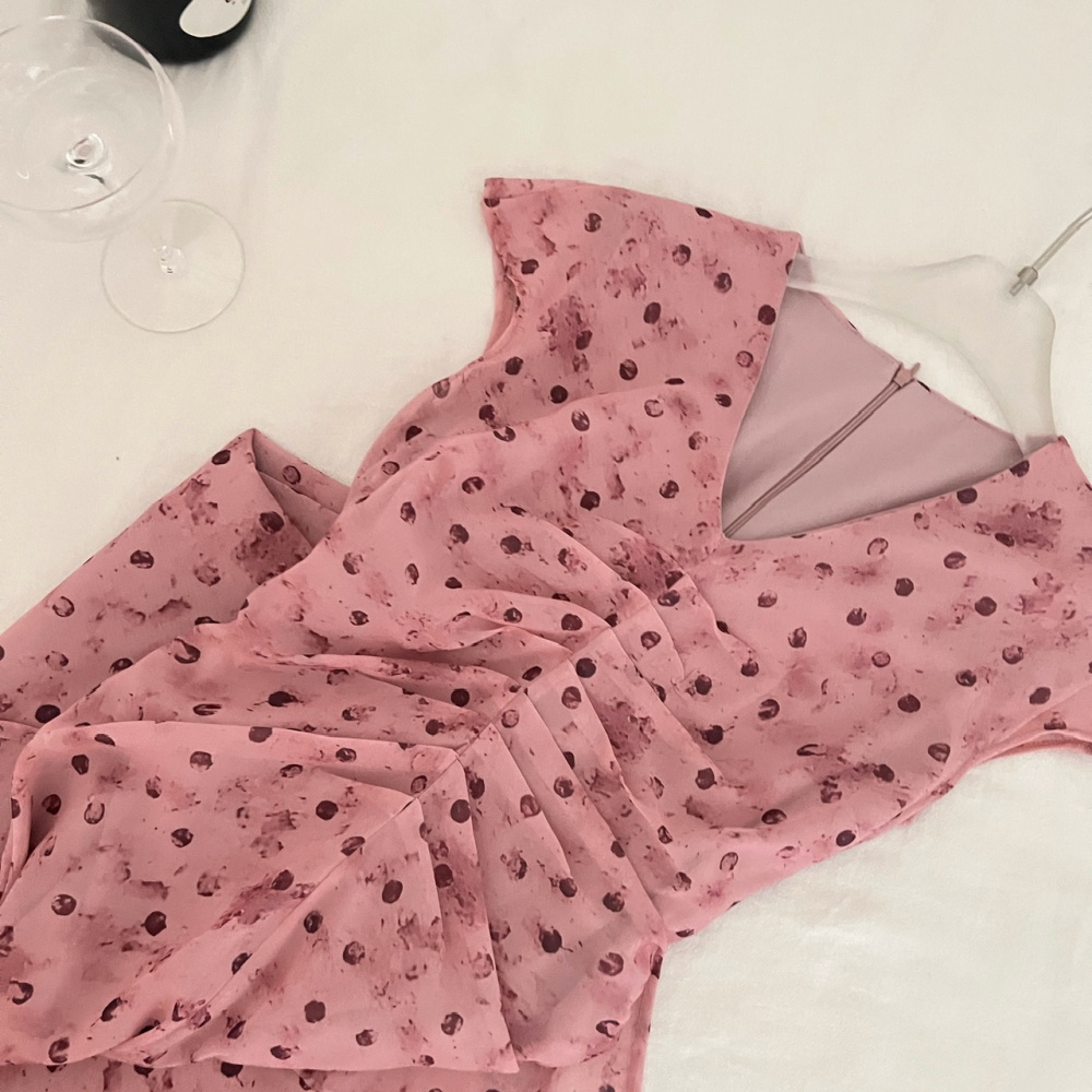 Summer temperament long dress France style polka dot dress