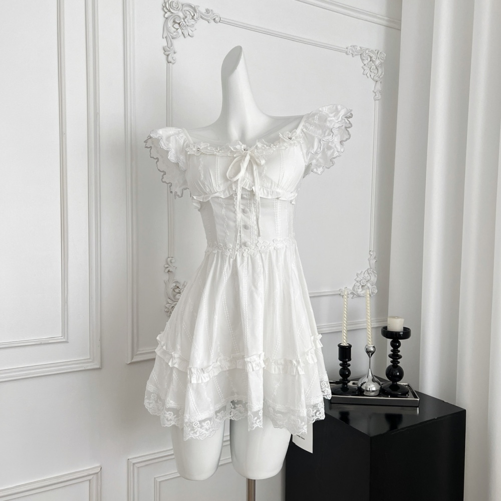Pinched waist Sexy underwear boats sleeve dress