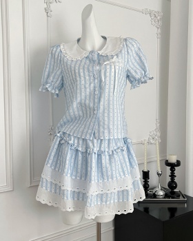 Short lovely skirt sweet summer shirt a set