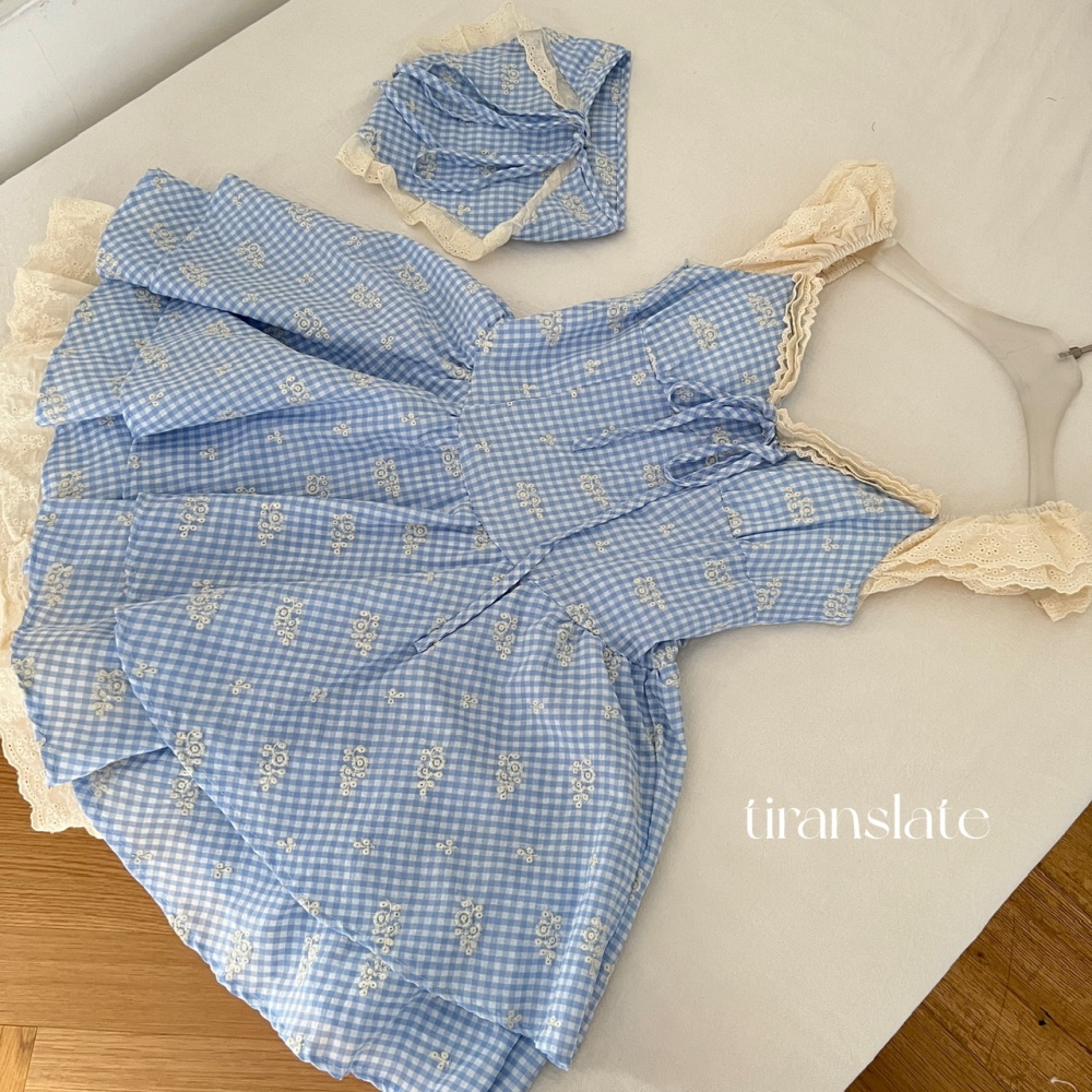 Retro blue Sexy underwear plaid boats sleeve dress