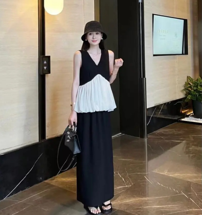 Mixed colors lotus leaf edges vest sleeveless small shirt