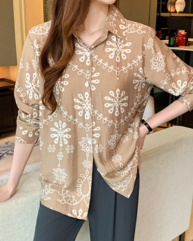 Chiffon printing long sleeve autumn shirt for women