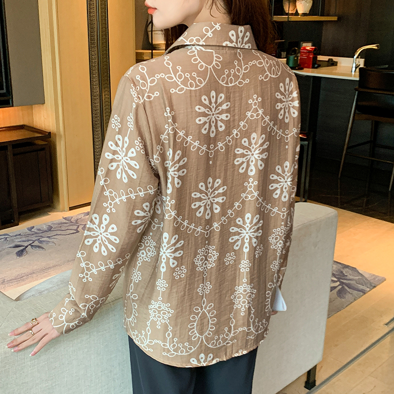 Chiffon printing long sleeve autumn shirt for women