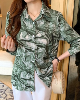 Chiffon printing long sleeve autumn shirt for women