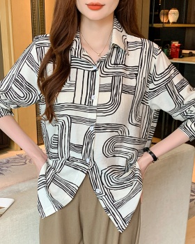 Pattern long sleeve shirt printing chiffon shirt