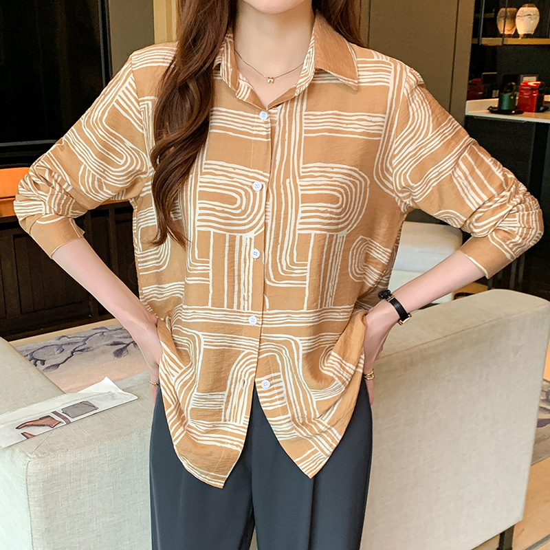 Large yard printing tops retro loose shirt