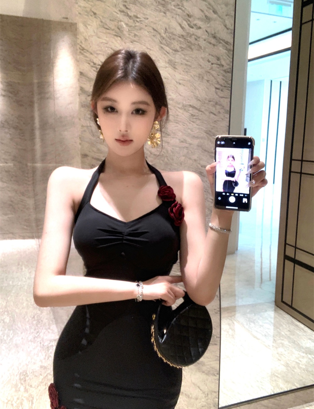 Split summer halter slim dress