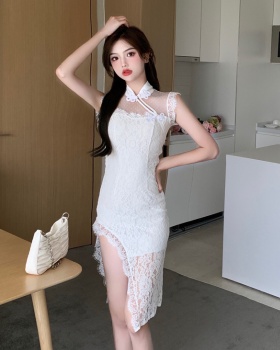 Split slim dress sexy lace cheongsam