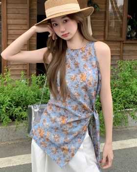Frenum floral vest summer retro tops for women
