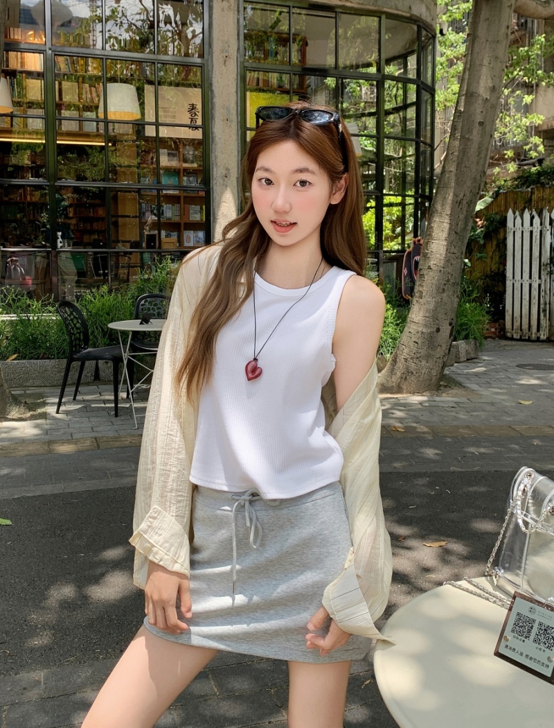 Basis slim vest sleeveless summer tops for women