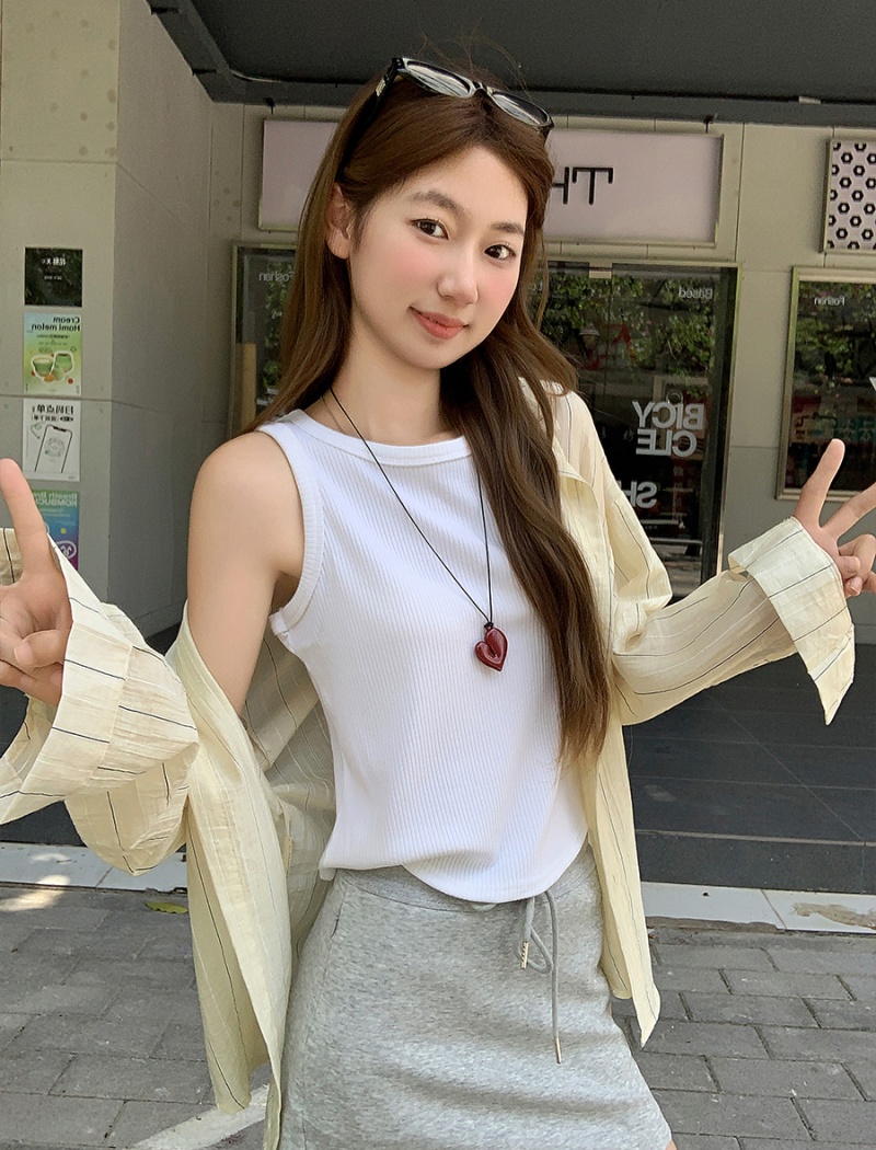 Basis slim vest sleeveless summer tops for women