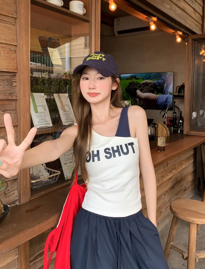 Niche wears outside short tops sling sleeveless vest